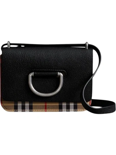 Burberry The Mini Vintage Check Leather Cross-body Bag In Black