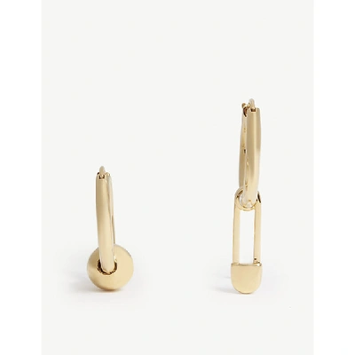 Burberry Kilt Pin And Charm Gold-plated Hoop Earrings In Light Gold
