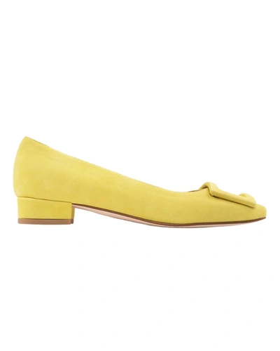 Ann Mashburn Buckle Shoe In Citron Suede In Yellow