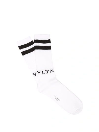 Valentino Logo Cotton Sport Socks In White