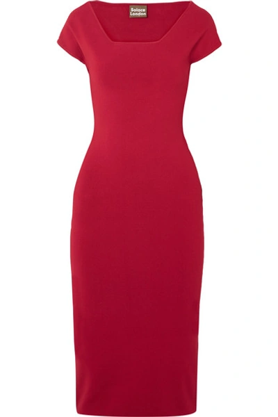 Solace London The Ceirra Stretch-knit Midi Dress In Red