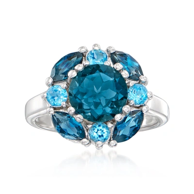 Ross-simons London And Swiss Blue Topaz Ring In Sterling Silver