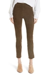 Vince Stretch Suede Split Hem Crop Pants In Elmwood