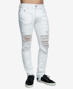 True Religion Men's Rocco Ripped Skinny Fit Stretch Jeans In Fair White ...