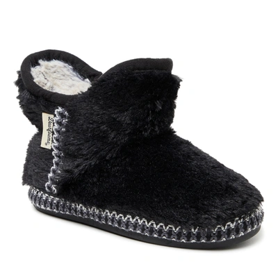 Dearfoams Kid's Girls Charlotte Pile Bootie Slippers In Black