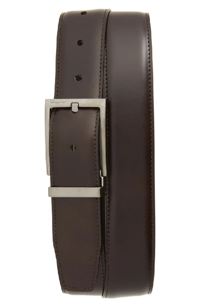Ferragamo Men's Square-buckle Reversible Leather Belt In Africa/ Nero