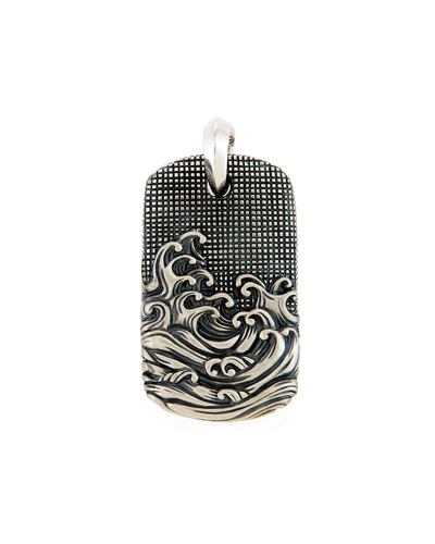 David Yurman Men's Sterling Silver Waves Dogtag Pendant Necklace