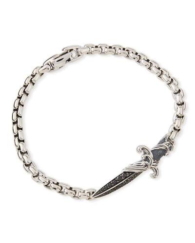 David Yurman Men's Waves Dagger Bracelet With Pavé Black Diamonds In Black/silver