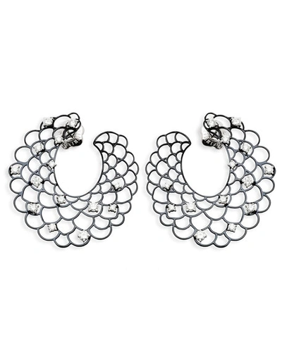 Staurino Fratelli 18k White Gold Open Diamond Crescent Earrings
