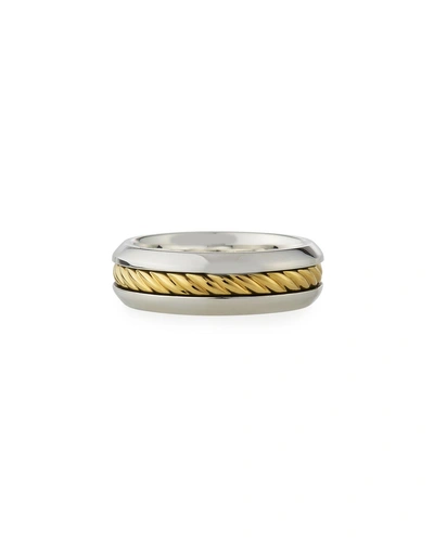 David Yurman Men's Cable Ring With 18k Gold In Silver, 8mm