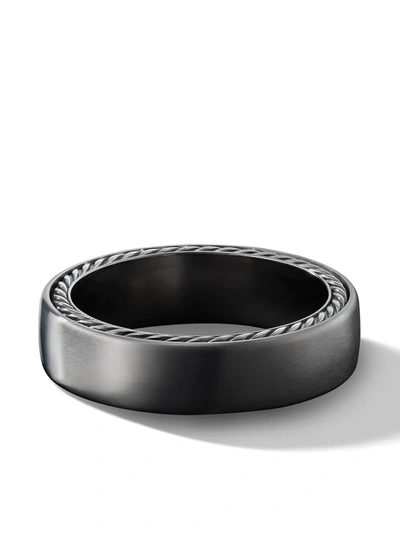 David Yurman 6mm Sterling Silver And Titanium Streamline Band Ring In Black