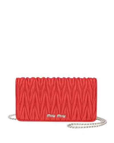 Miu Miu Matelass&eacute; Wallet On A Chain In Red