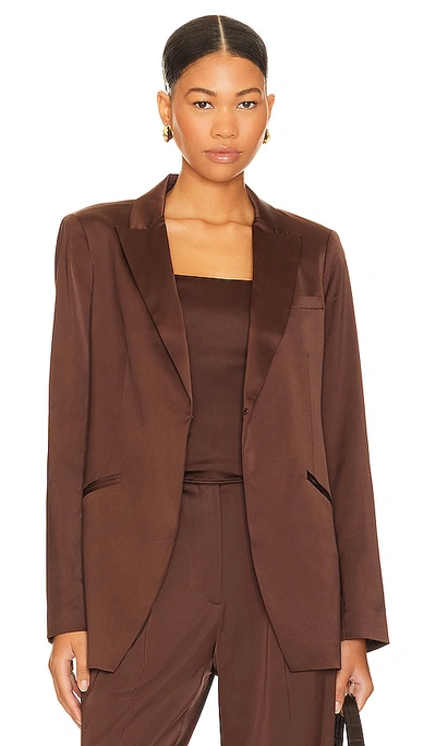 Favorite Daughter Satin Blazer In Coffee