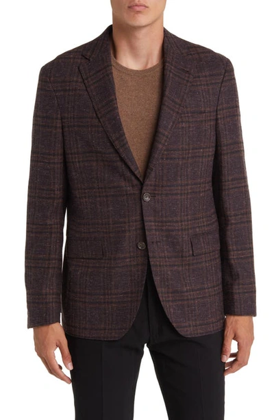 Jack Victor Midland Soft Constructed Plaid Wool Blend Sport Coat In Brown
