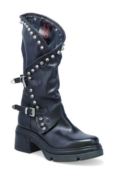 A.s.98 Easton Studded Boot In Distressed Black
