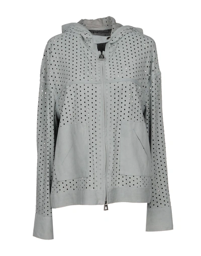 Diego M Leather Jacket In Grey