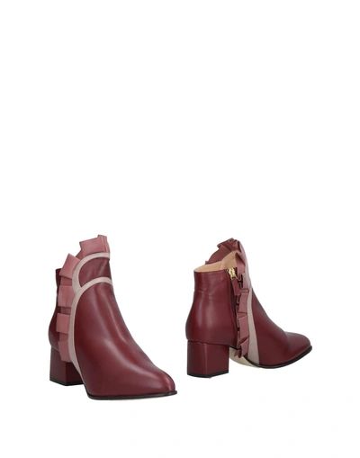 Racine Carrée Ankle Boots In Maroon