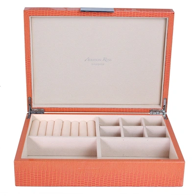 Addison Ross Ltd Large Orange Croc Jewellery Box With Silver