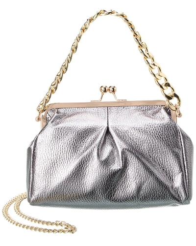 Italian Leather Top Handle Shoulder Bag In Silver