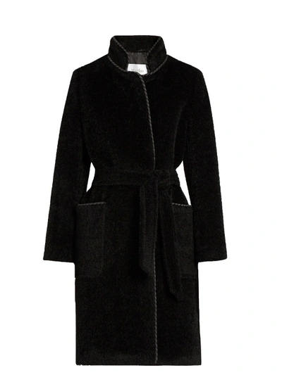 Max Mara Belted Coat With Alpaca Wool And Virgin Wool In Dark-grey ...