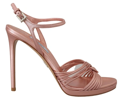 Prada Ankle Strap Heels Stiletto Sandals Women's Leather In Pink