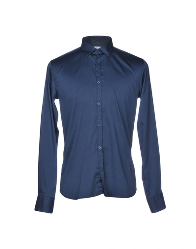 Aglini Solid Color Shirt In Dark Blue