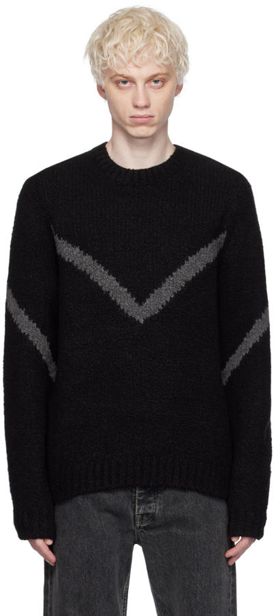 Helmut Lang Merino Wool Textured Crewneck Sweater In Black
