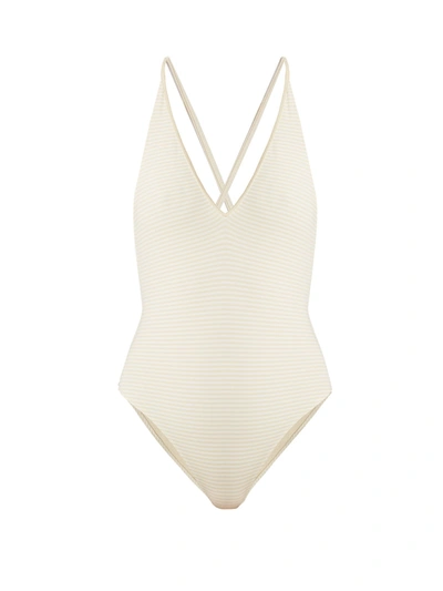 Marysia Reversible Harbour Island Maillot In Cream And White