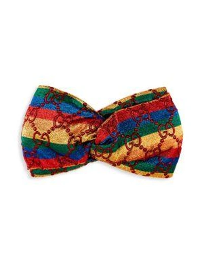 Gucci Rainbow Stripe Logo Wrap Headband In Multi
