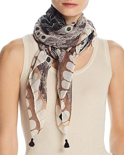 Echo Deloraine Floral Print Scarf In Black/multi