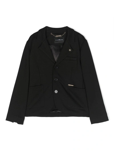 John Richmond Junior Kids' Button-detail Single-breasted Blazer In Black