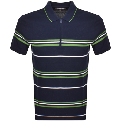 Michael Kors Stripe Half Zip Polo T Shirt Navy