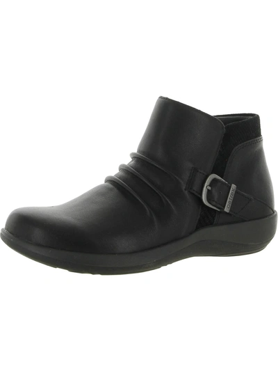 Aetrex Luna Womens Leather Ruched Ankle Boots In Black