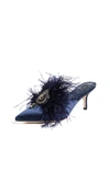 Tory Burch Elodie Embellished Feather Mule In Perfect Navy