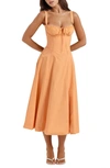 House Of Cb Carmen Bustier Sundress In Tangerine