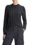 Vince Twist Cable Cropped Crew Sweater H. Charcoal S In Cashew