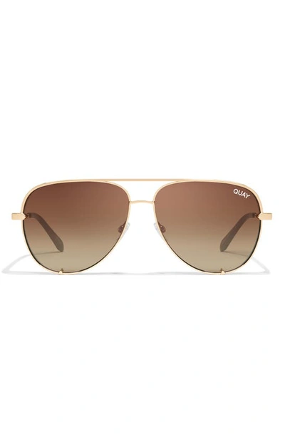 Quay High Key 55mm Aviator Sunglasses In Gold/ Chocolate Paprika