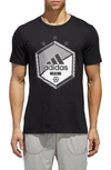 Adidas Originals Slim Fit Soccer Graphic T-shirt In Black / Carbon