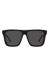 Quay Name Drop 48mm Polarized Square Sunglasses In Black,black Polarized