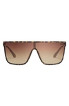 Quay Nightfall Remixed Polarized Shield Sunglasses In Black,grey Light Turquoise