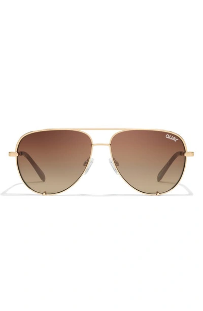 Quay High Key 51mm Aviator Sunglasses In Gold/ Chocolate Paprika