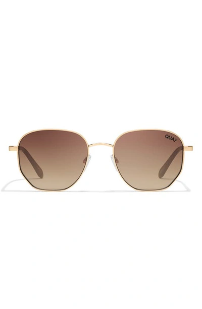 Quay Big Time 48mm Gradient Round Sunglasses In Gold / Chocolate Paprika