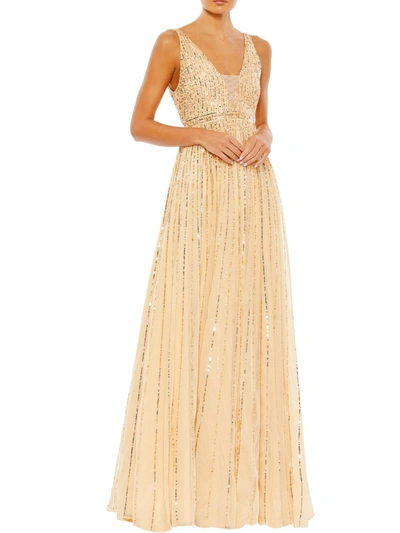 Mac Duggal Womens Sequined Long Evening Dress In Pink