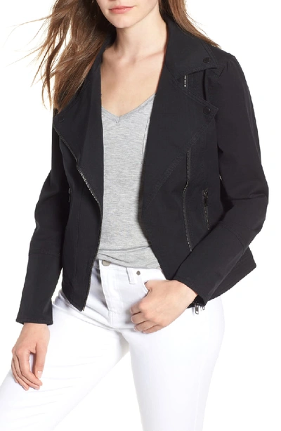 Liverpool Stretch Cotton Moto Jacket In Black