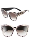 Gucci 55mm Butterfly Sunglasses - Black Erbarium/ Grey