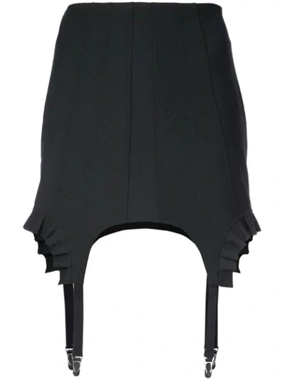 Vera Wang Asymmetric Fitted Short Skirt - Black