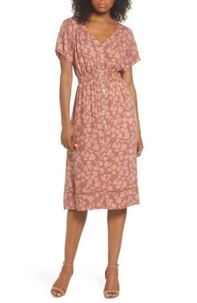 Knot Sisters Farrell Floral Smock Waist Dress In Sienna Tulips Print