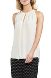 Vince Camuto Rumpled Satin Keyhole Top In Antique White