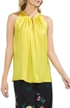 Vince Camuto Rumpled Satin Keyhole Top In Pineapple