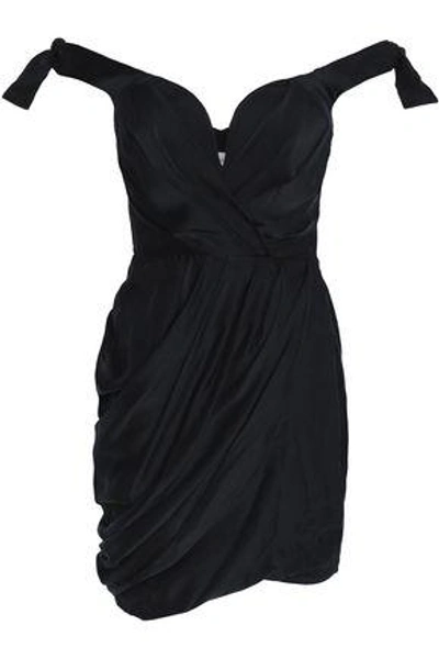 Zimmermann Woman Off-the-shoulder Draped Washed-silk Mini Dress Black